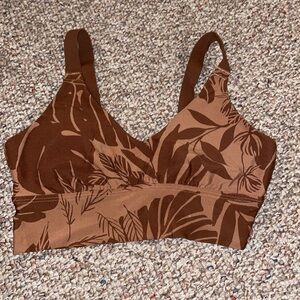 AERIE brown tropical sports bra
